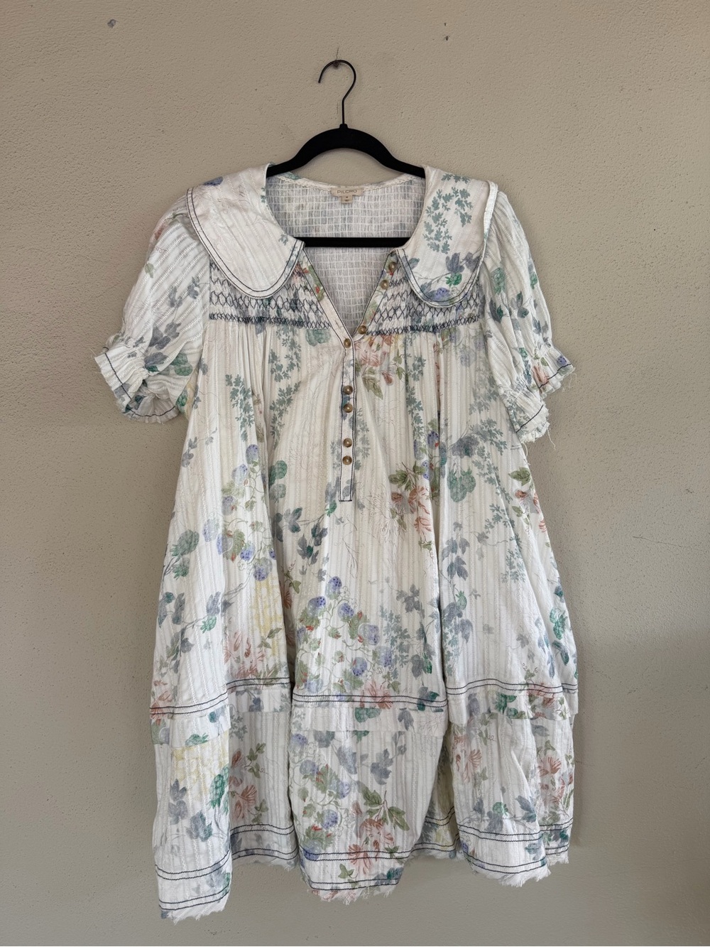 Pilcro Puff-Sleeve Collared Babydoll Mini Dress - Picture 2 of 5
